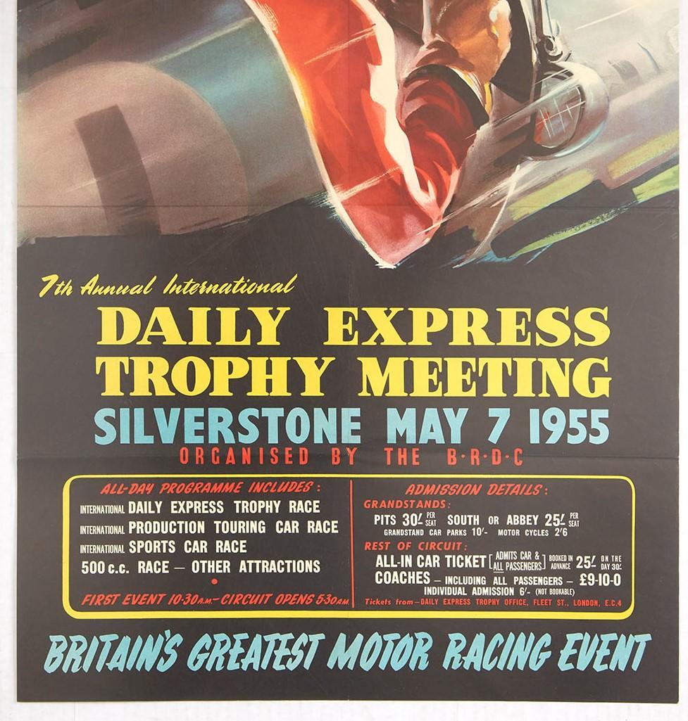 Britannique Affiche vintage d'origine Daily Express Course automobile F1, Grand Prix Trophée Silverstone en vente