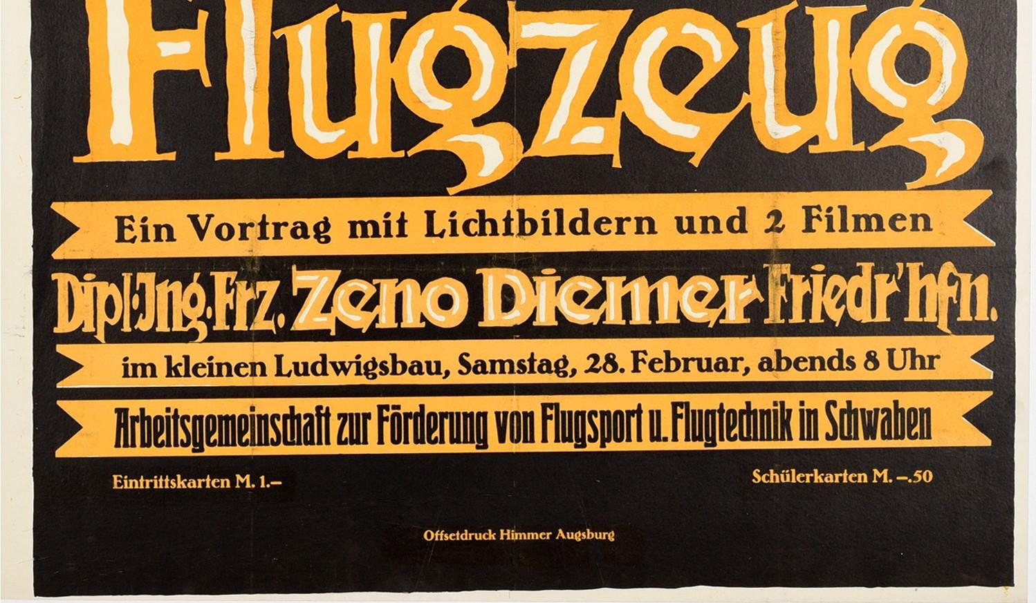 German Original Vintage Poster Das Verkehrsflugzeug Airliner Lecture Photographs Films For Sale