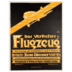 Original Vintage Poster Das Verkehrsflugzeug Airliner Lecture Photographs Films