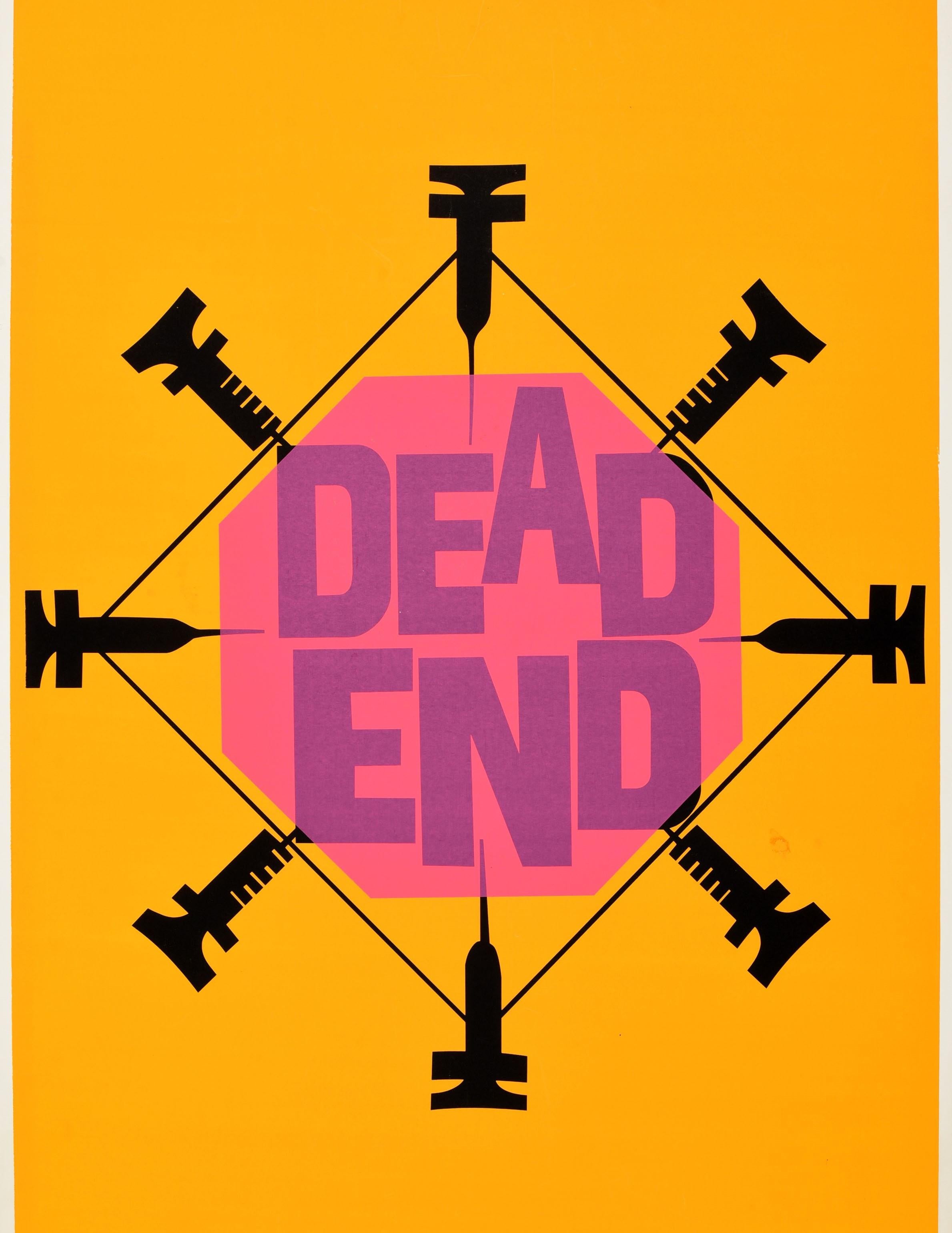 American Original Vintage Poster Dead End Needles Drug Abuse Public Health Graphic Design For Sale
