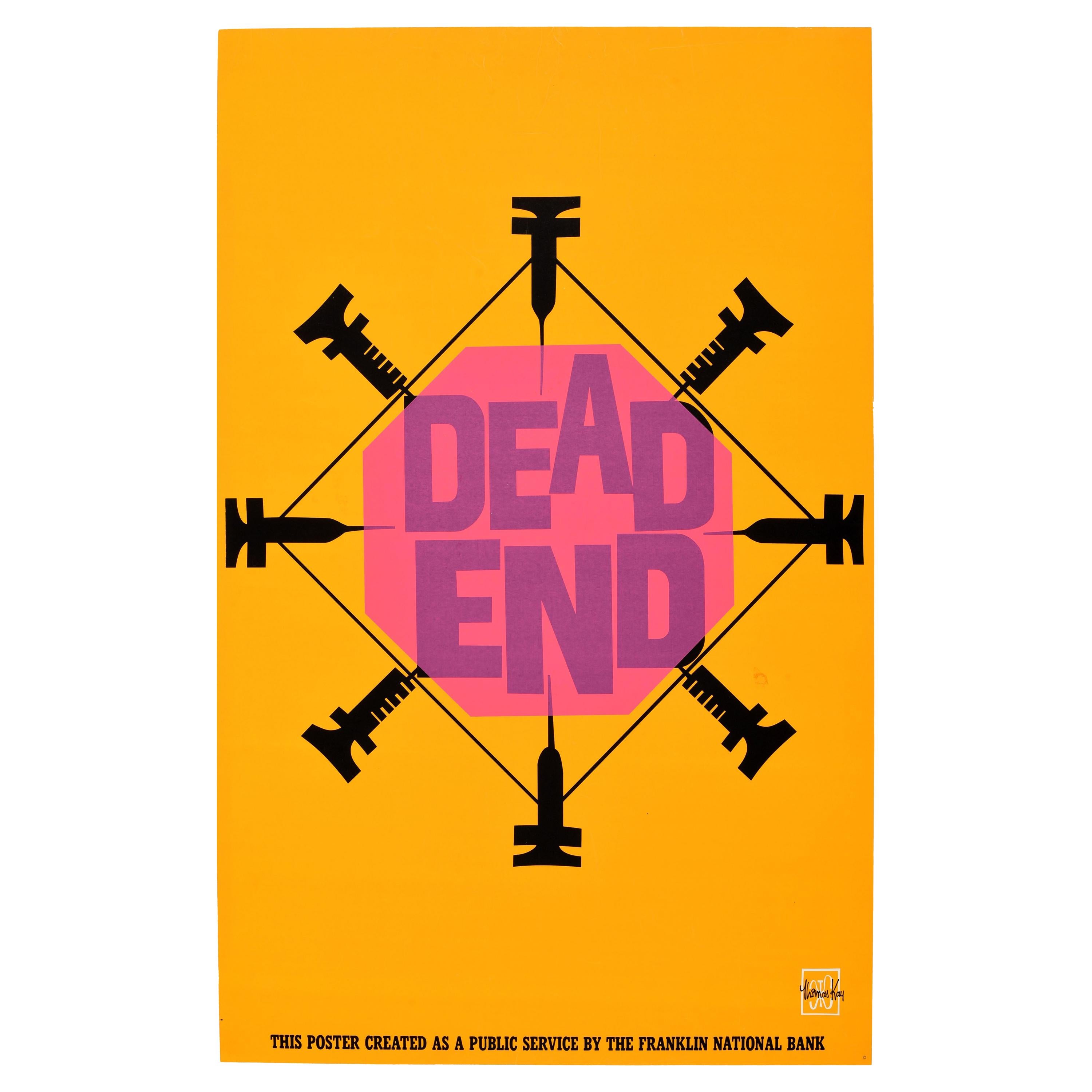 Original Vintage Poster Dead End Needles Drug Abuse Public Health Graphic Design For Sale