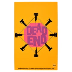 Affiche rétro originale, Needles Dead End, Abuse de drogue, Santé publique, Dessin graphique