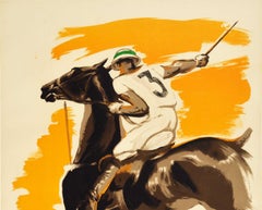 Affiche vintage d'origine Deauville Polo Season France, sport équestre, cheval art