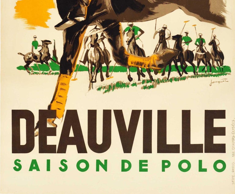 French Original Vintage Poster Deauville Polo Season France Equestrian Sport Horse Art For Sale