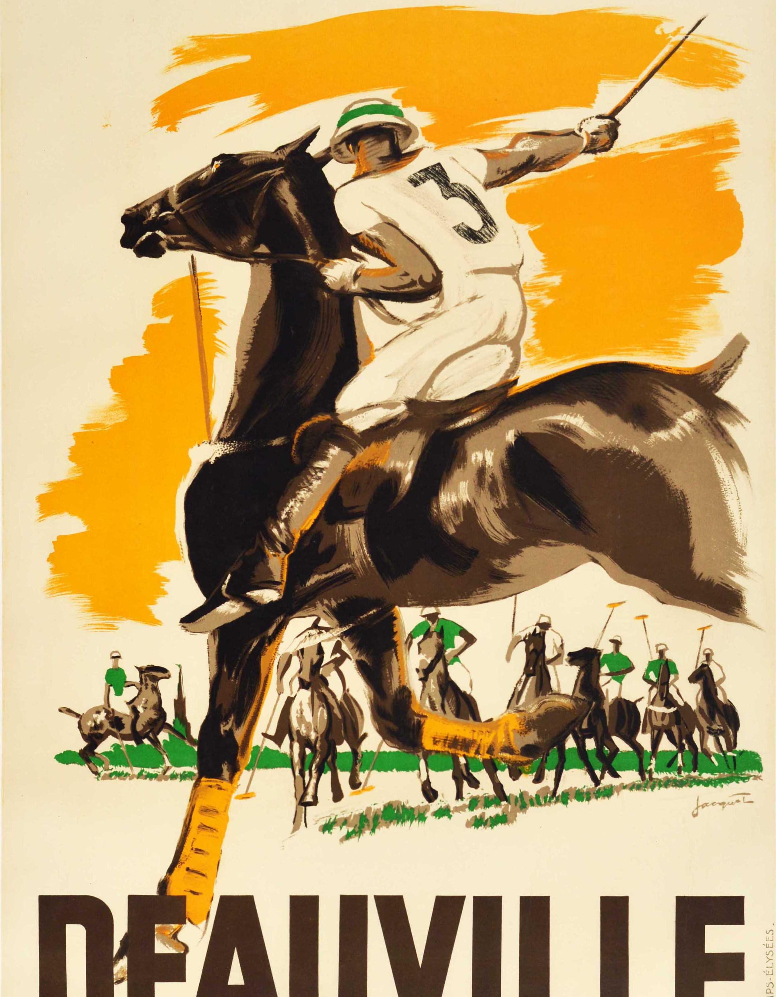 French Original Vintage Poster Deauville Polo Season France Equestrian Sport Horse Art