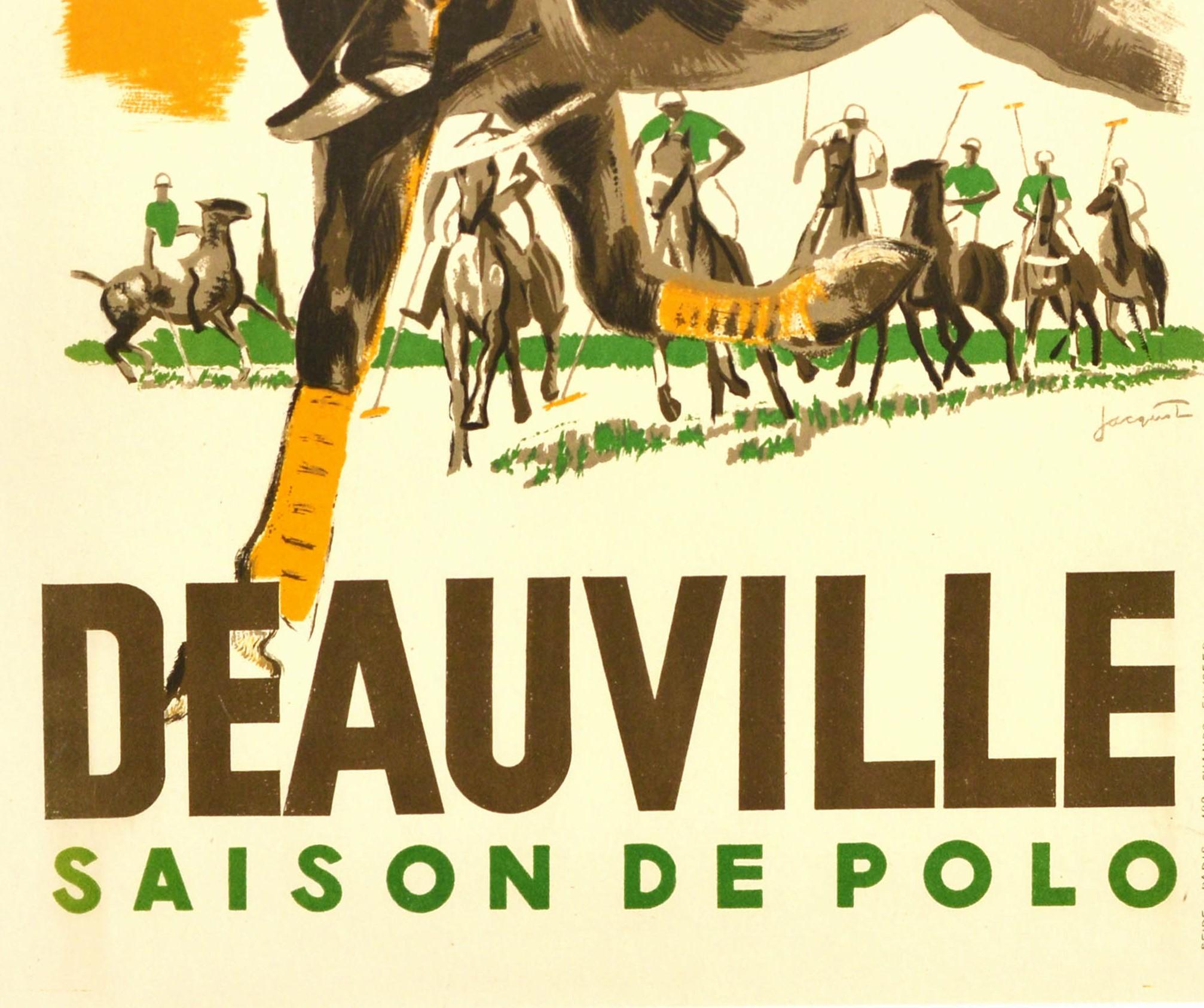 Art Deco Original Vintage Poster Deauville Saison De Polo Season Equestrian Sport Horses
