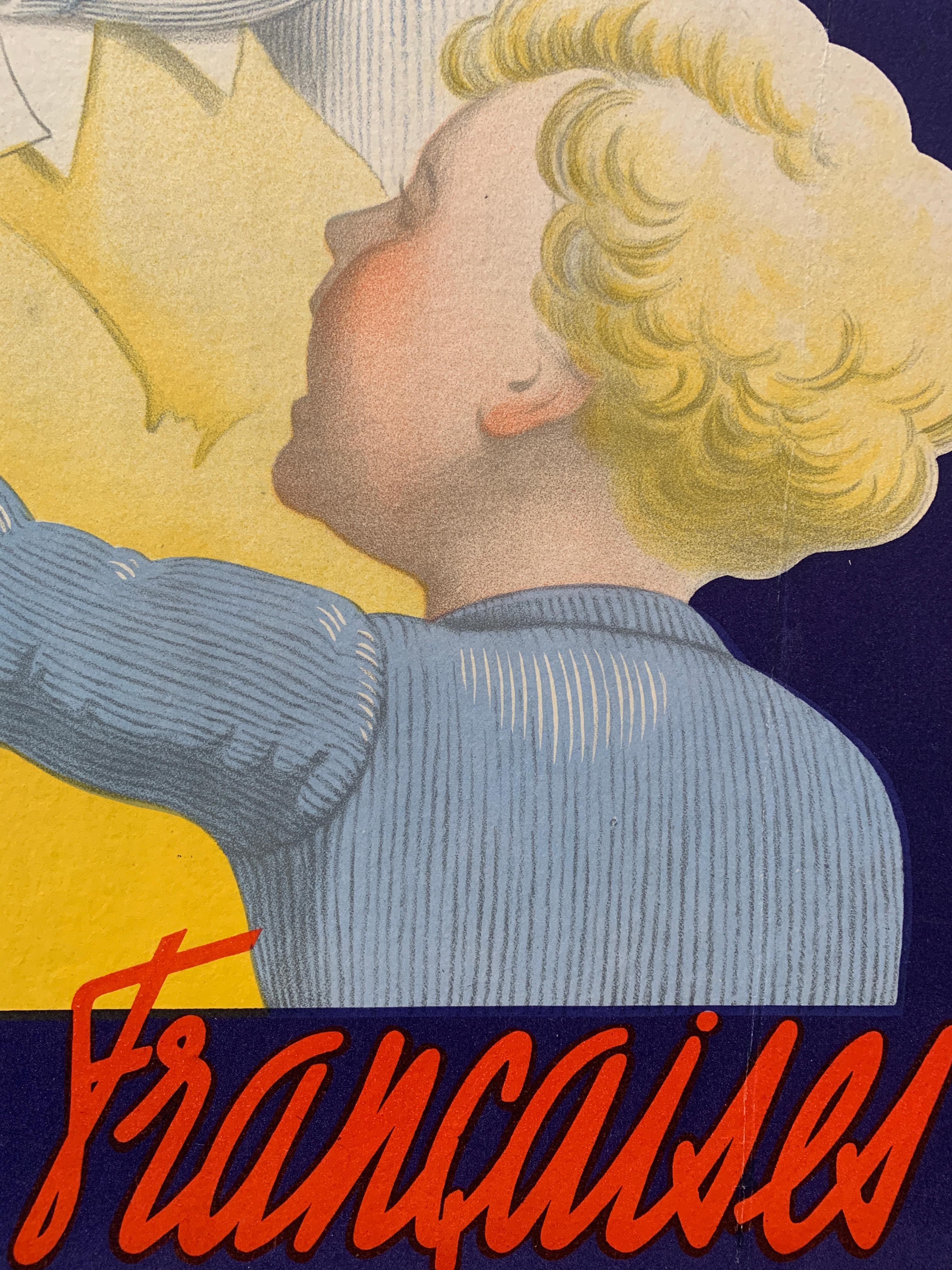 Affiche vintage d'origine Art déco, 1940, 