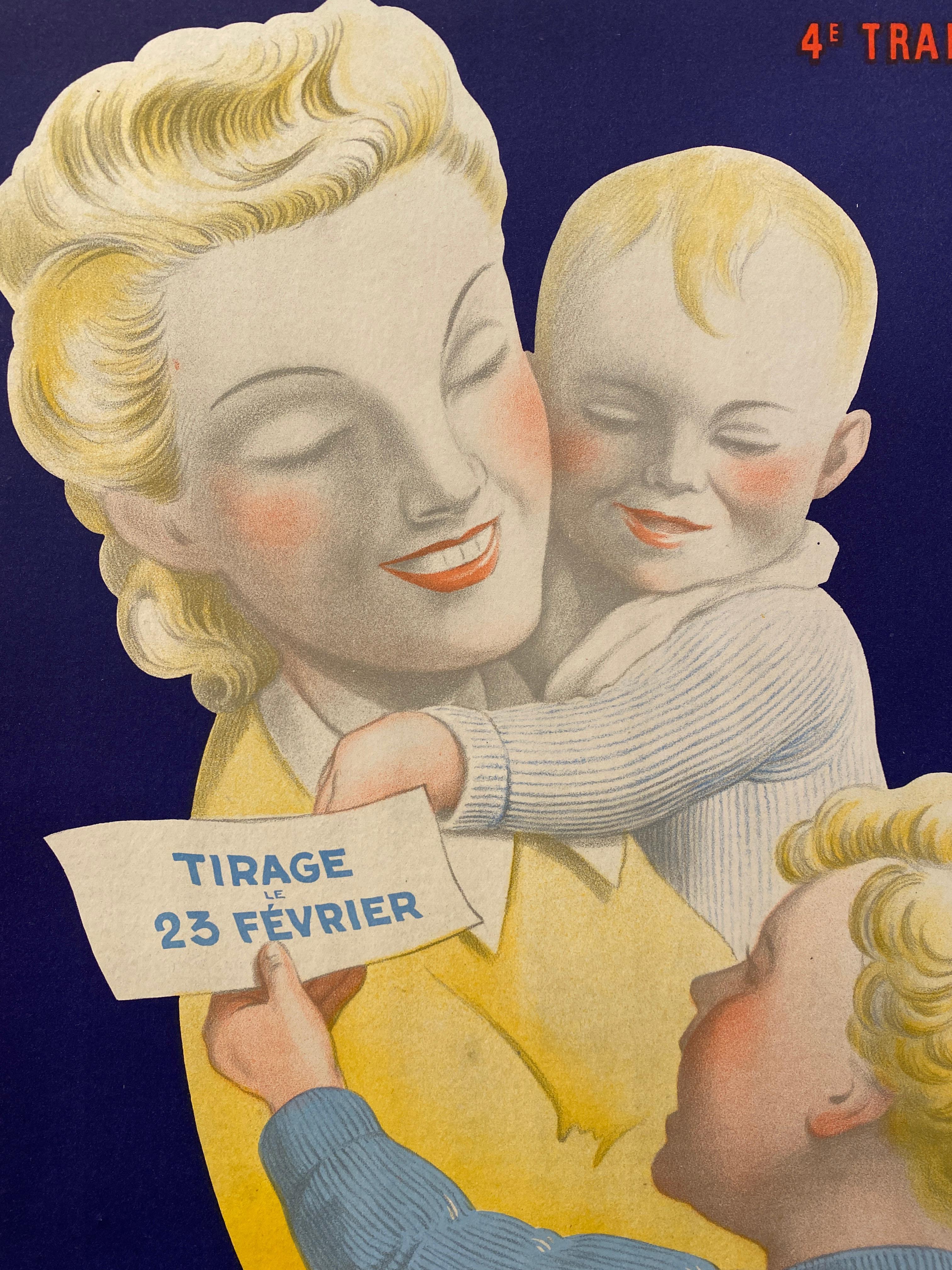 XIX secolo Poster originale d'epoca, 1940 'Loterie Nationale' Meres Francaises'. in vendita