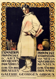 Affiche vintage originale, Exposition d'arts décoratifs et industriels Bruxelles, Belgique