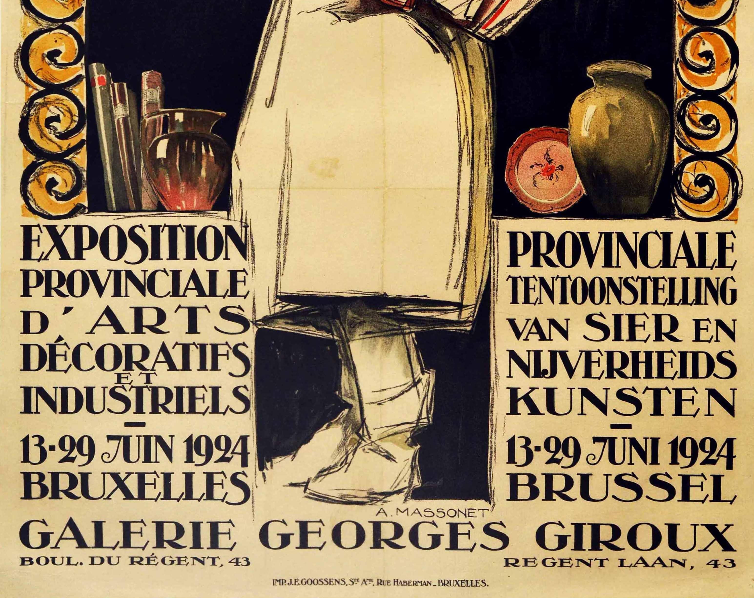 Affiche vintage originale, Exposition d'arts décoratifs et industriels Bruxelles, Belgique État moyen - En vente à London, GB