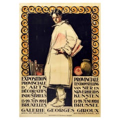 Affiche vintage originale, Exposition d'arts décoratifs et industriels Bruxelles, Belgique