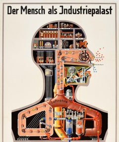 Affiche rétro originale L'homme comme palais industriel (Der Mensch Als Industriepalast)