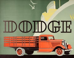 Original Vintage Poster Dodge Truck America Art Deco Cruise Ship Liner Design