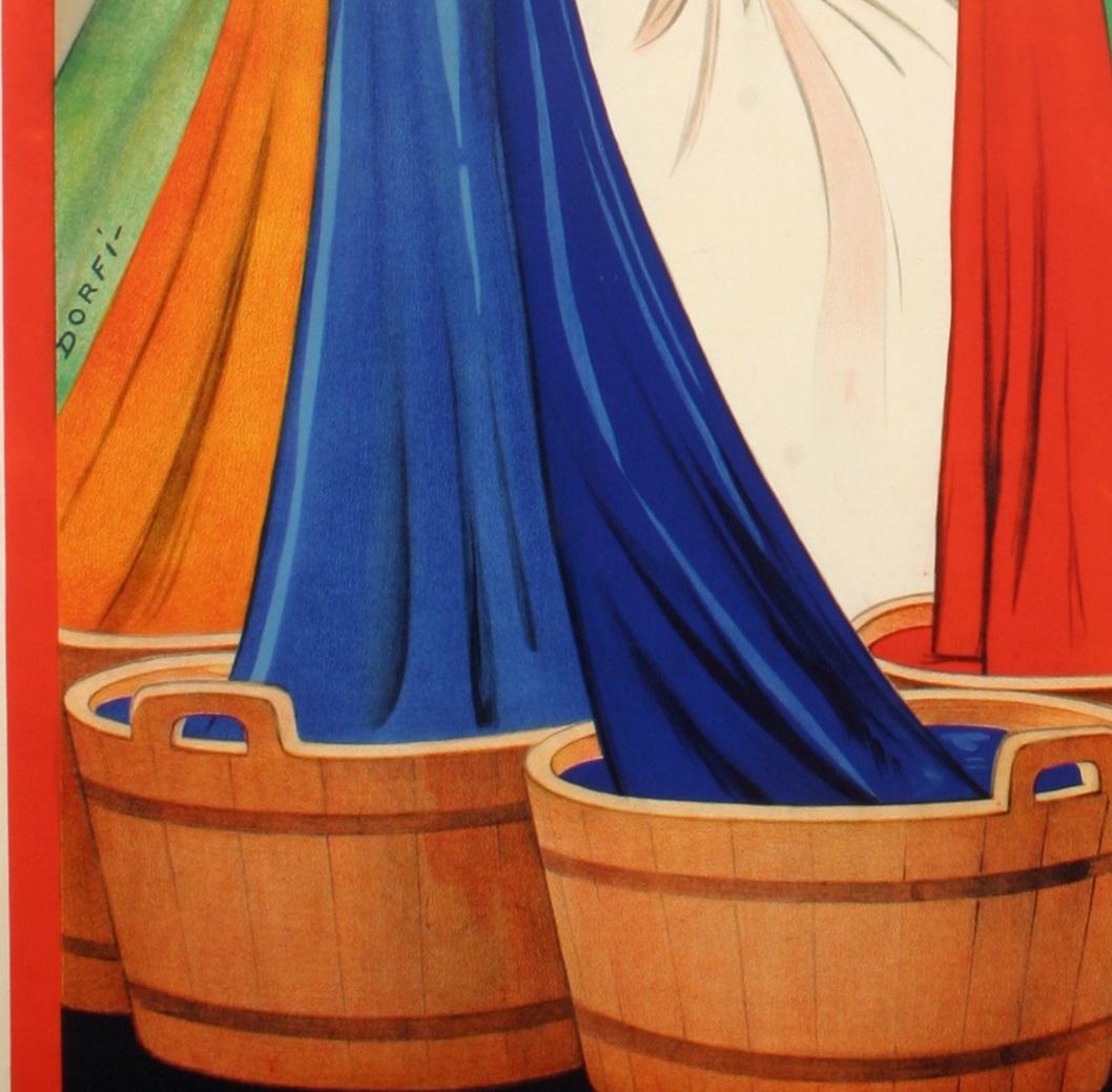 Français Affiche vintage d'origine - Diorfi-Alsacienne-Dyeing-Laundry, 1938 en vente