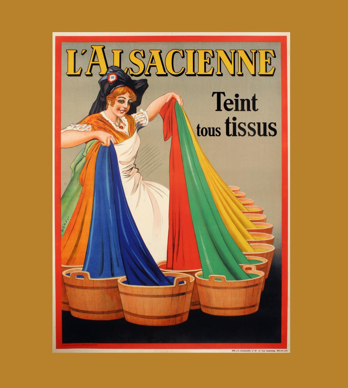 Original Vintage Poster-Dorfi-Alsacienne-Dyeing-Laundry, 1938 In Good Condition For Sale In SAINT-OUEN-SUR-SEINE, FR