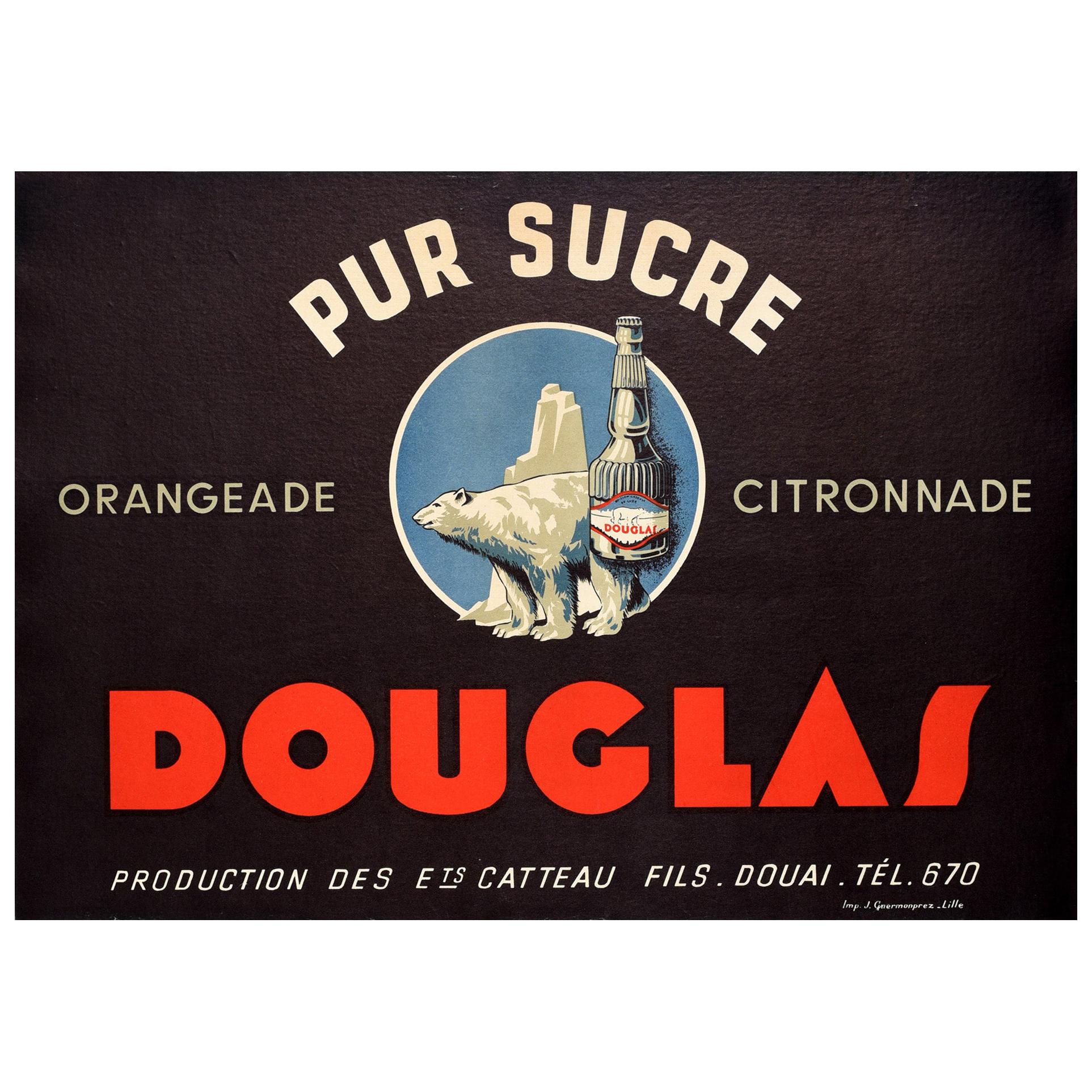 Original Vintage Poster Douglas Orangeade Citronnade Drink Polar Bear Art Design