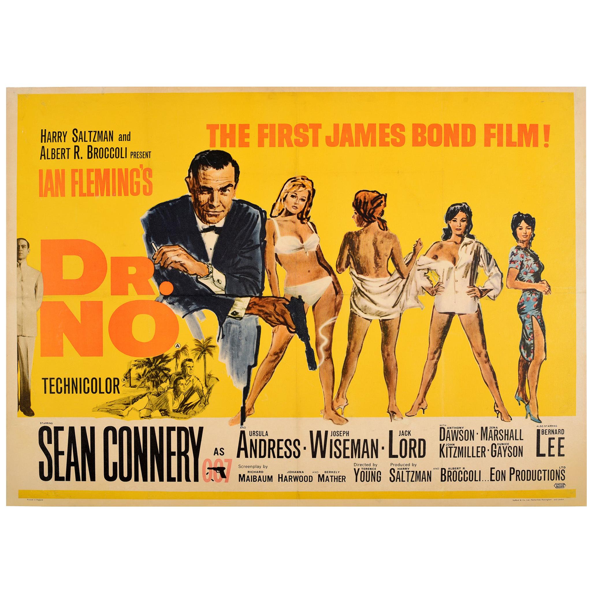 Original Vintage Poster Dr No The First James Bond Film Sean Connery 007 UK Quad