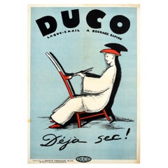 Original Vintage Poster Duco Enamel Lacquer Paint Already Dry! Deja Sec! Ad Art