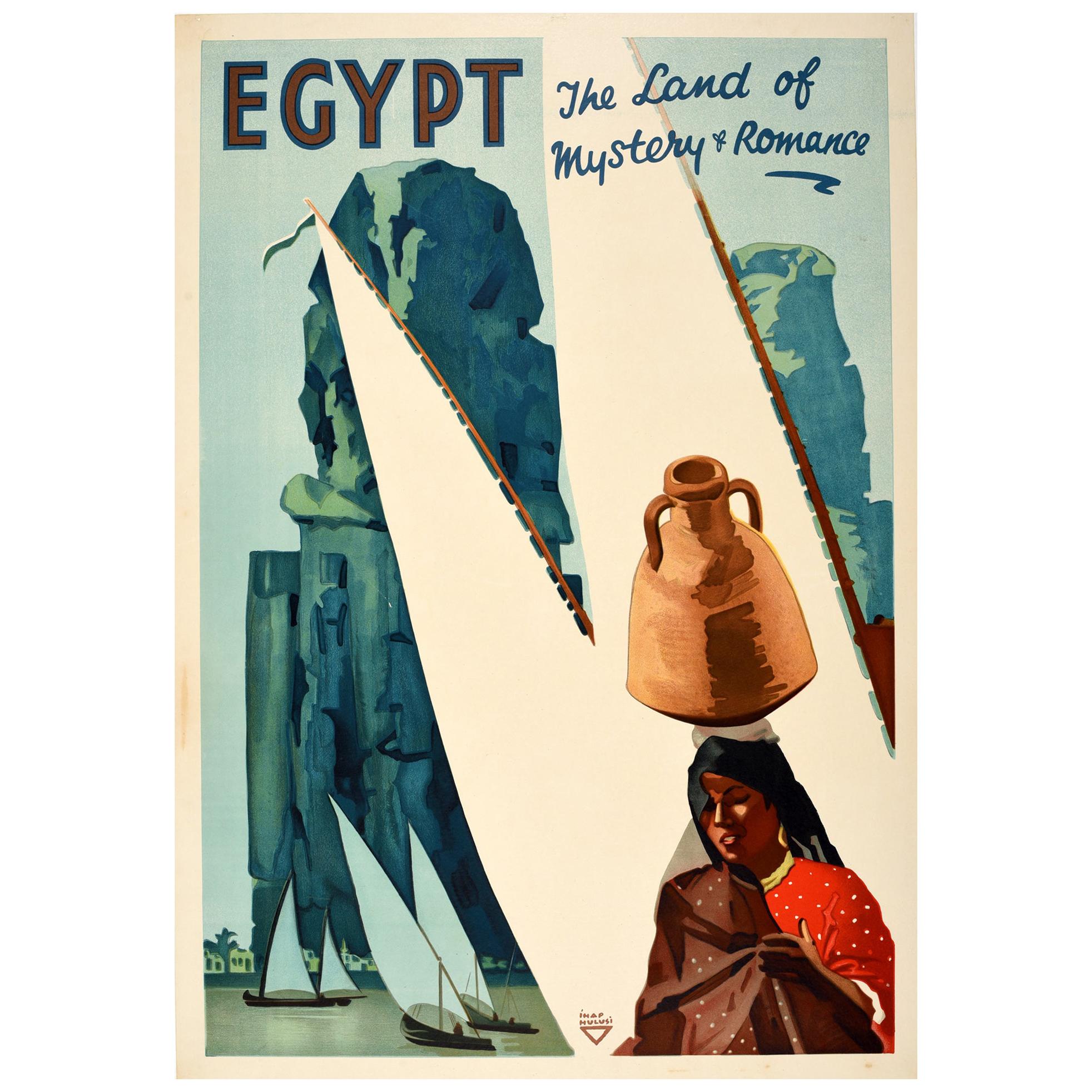 Original Vintage Poster Egypt The Land Of Mystery And Romance Travel River Nile