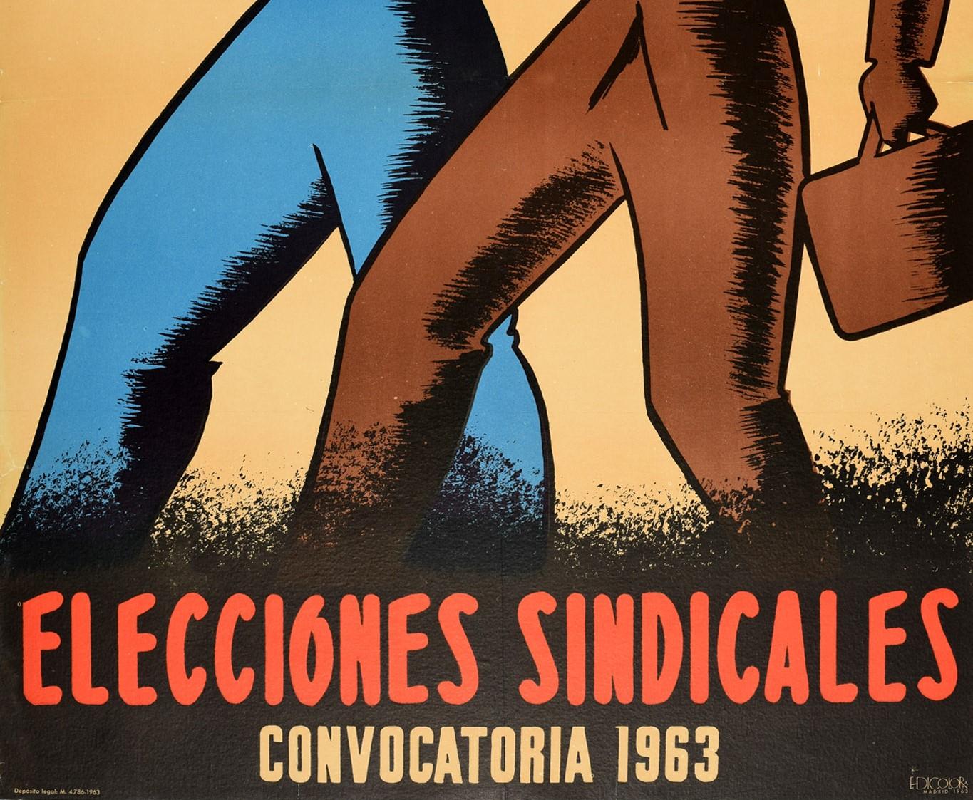 Original Vintage-Poster Elecciones Sindicales Voto, Wahlen der Spanischen Union, Vote im Zustand „Gut“ im Angebot in London, GB
