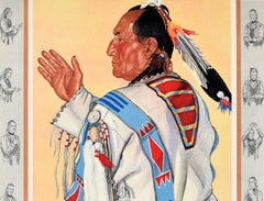 Original Vintage Poster Empire Builder Train Crow Chief Blackfeet Indian Montana