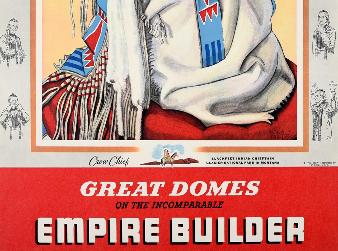 American Original Vintage Poster Empire Builder Train Crow Chief Blackfeet Indian Montana