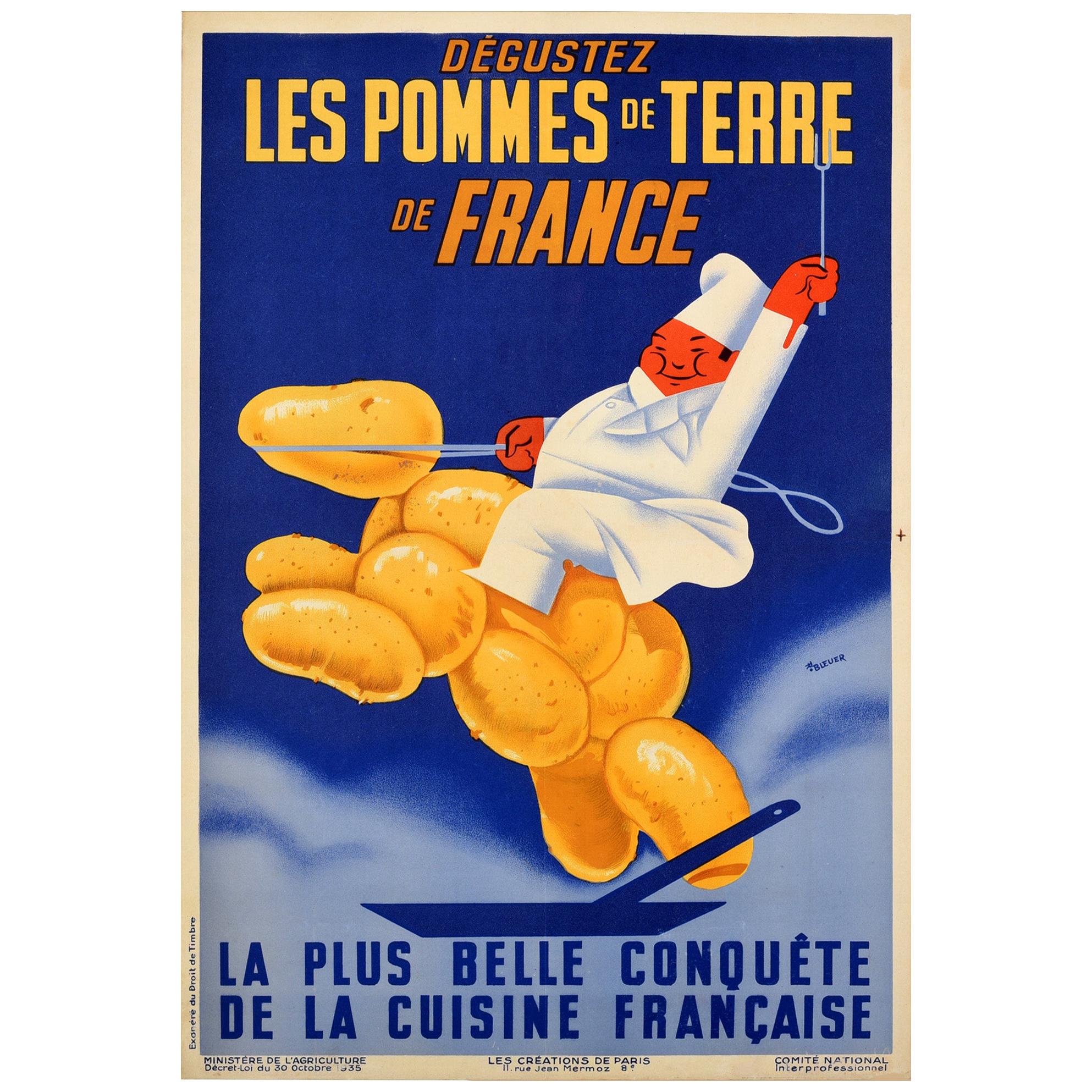 Original Vintage Poster Enjoy Potatoes Of France Agriculture Food French Cuisine