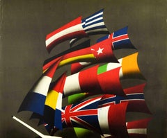 Original Vintage-Poster „ Europe All Our Colours To The Mast ERP Marshall Plan“, Original