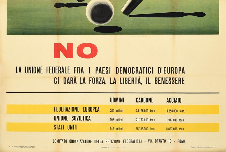 Italian Original Vintage Poster European Union Federation Election Vote Strength Freedom For Sale