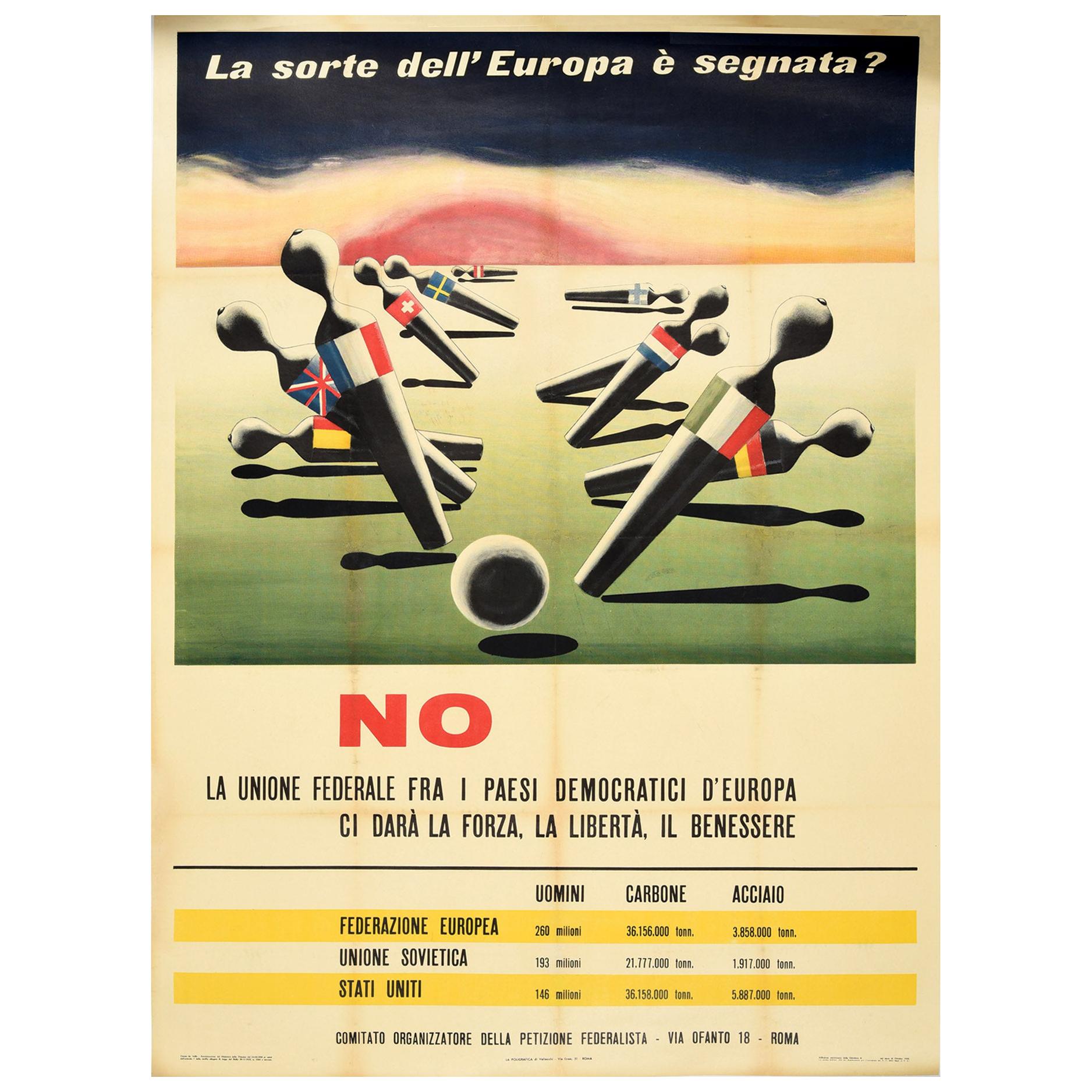 Affiche rétro originale de la Fédération européenne des élections, Vote Strength Freedom