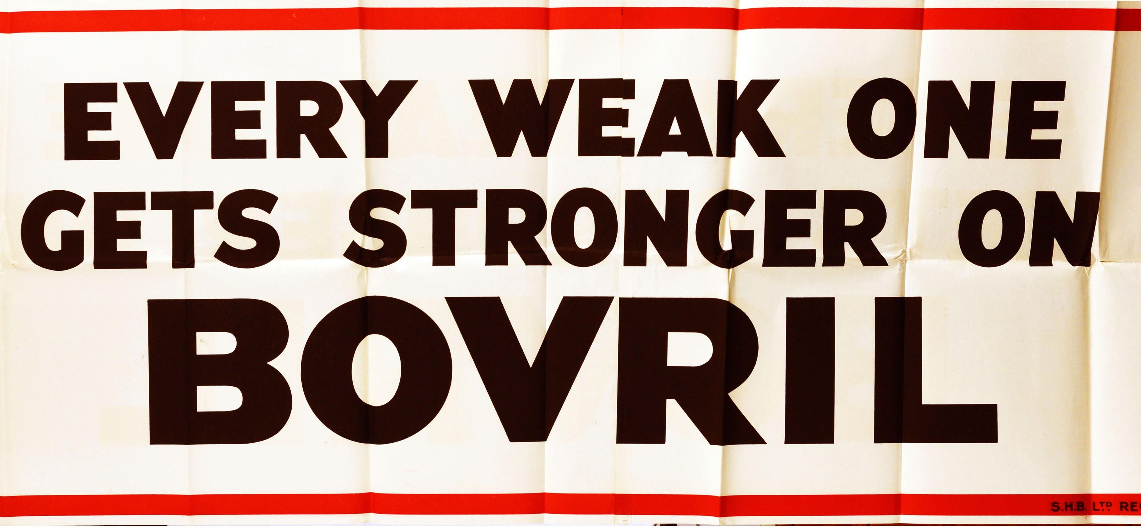 British Original Vintage Poster Every Weak One Gets Stronger On Bovril Word Play Health For Sale