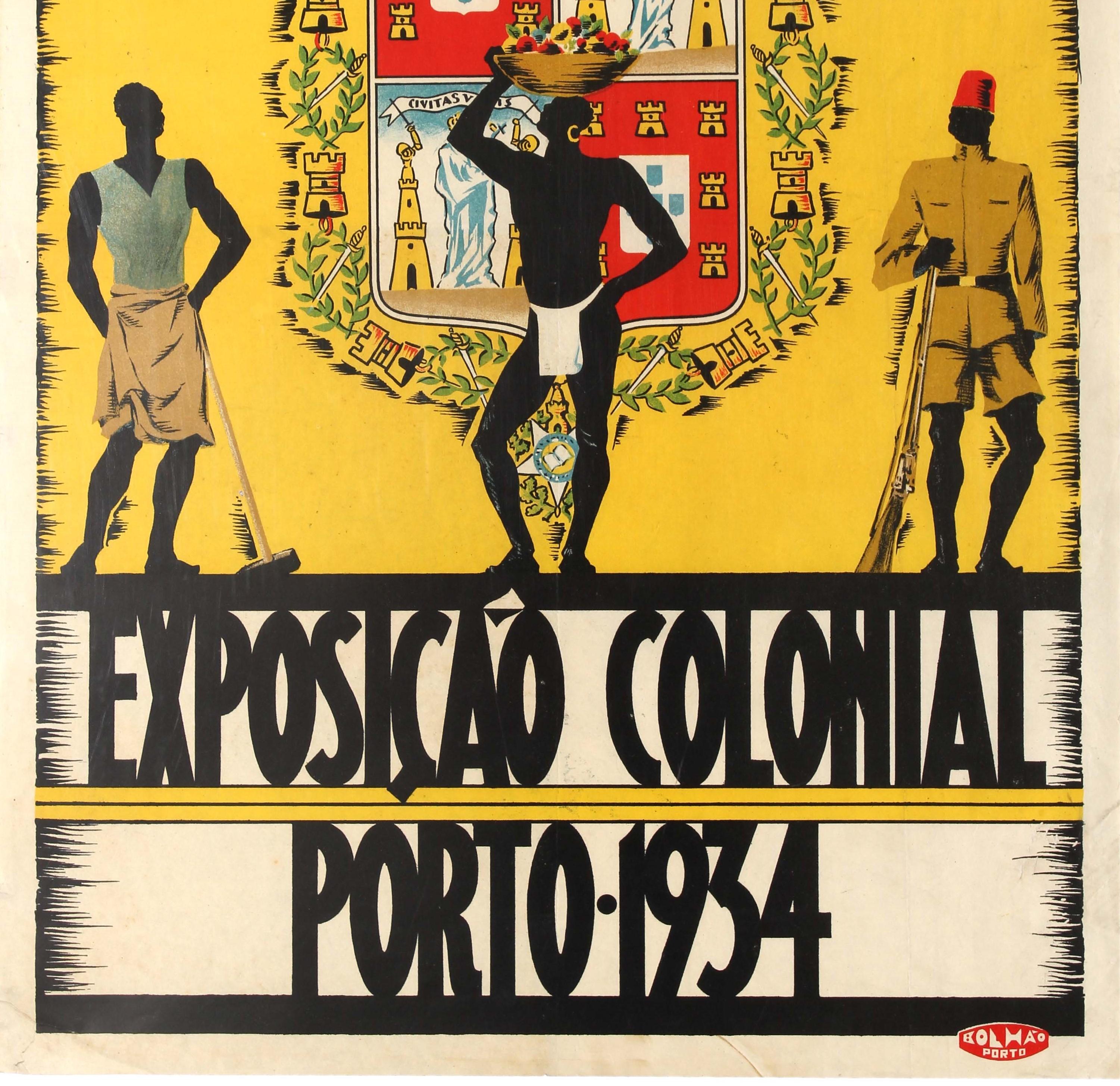 Portuguese Original Vintage Poster Exposicao Colonial Exhibition Porto World Fair Portugal
