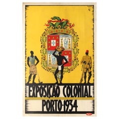 Original Vintage Poster Exposicao Colonial Exhibition Porto World Fair Portugal