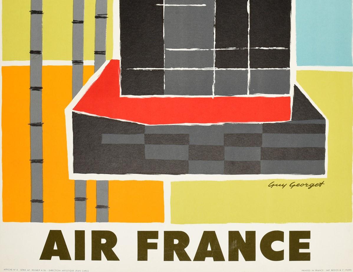 Mid-Century Modern Original Vintage Poster Extreme Orient Air France Far East Travel Midcentury