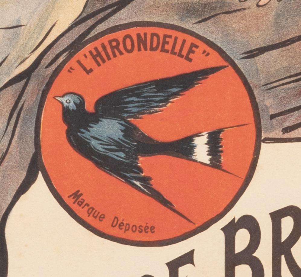 20ième siècle Affiche rétro originale - F. Brasserie-Bière-Hirondelle de Bac-Laubenheimer, 1908 en vente