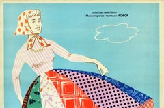 Original Vintage Poster Fabrics Textiles Trade Fashion Soviet Russia Advertising