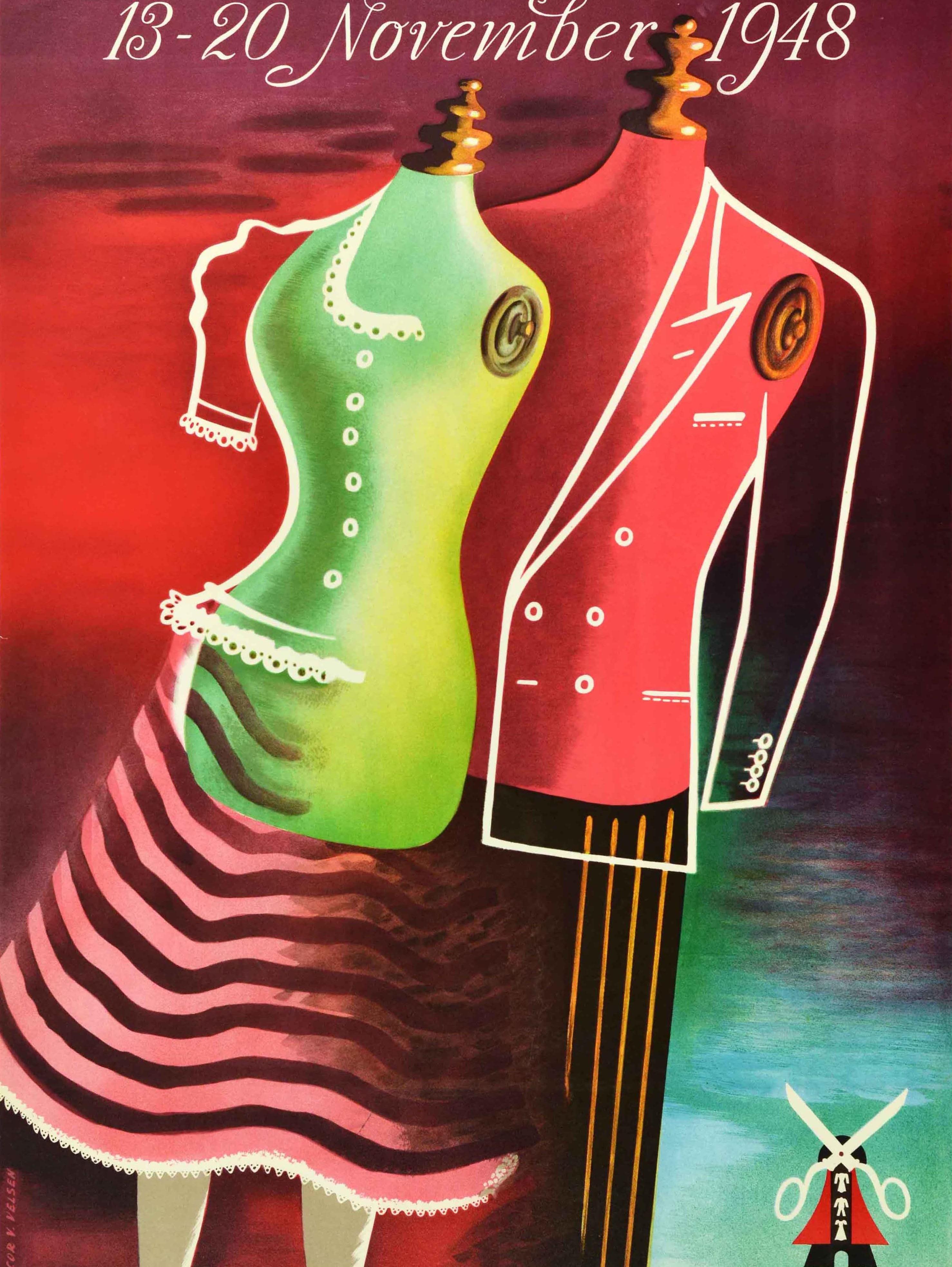 Dutch Original Vintage Poster Fashion Week Amsterdam 1948 Dressmaker Midcentury Design