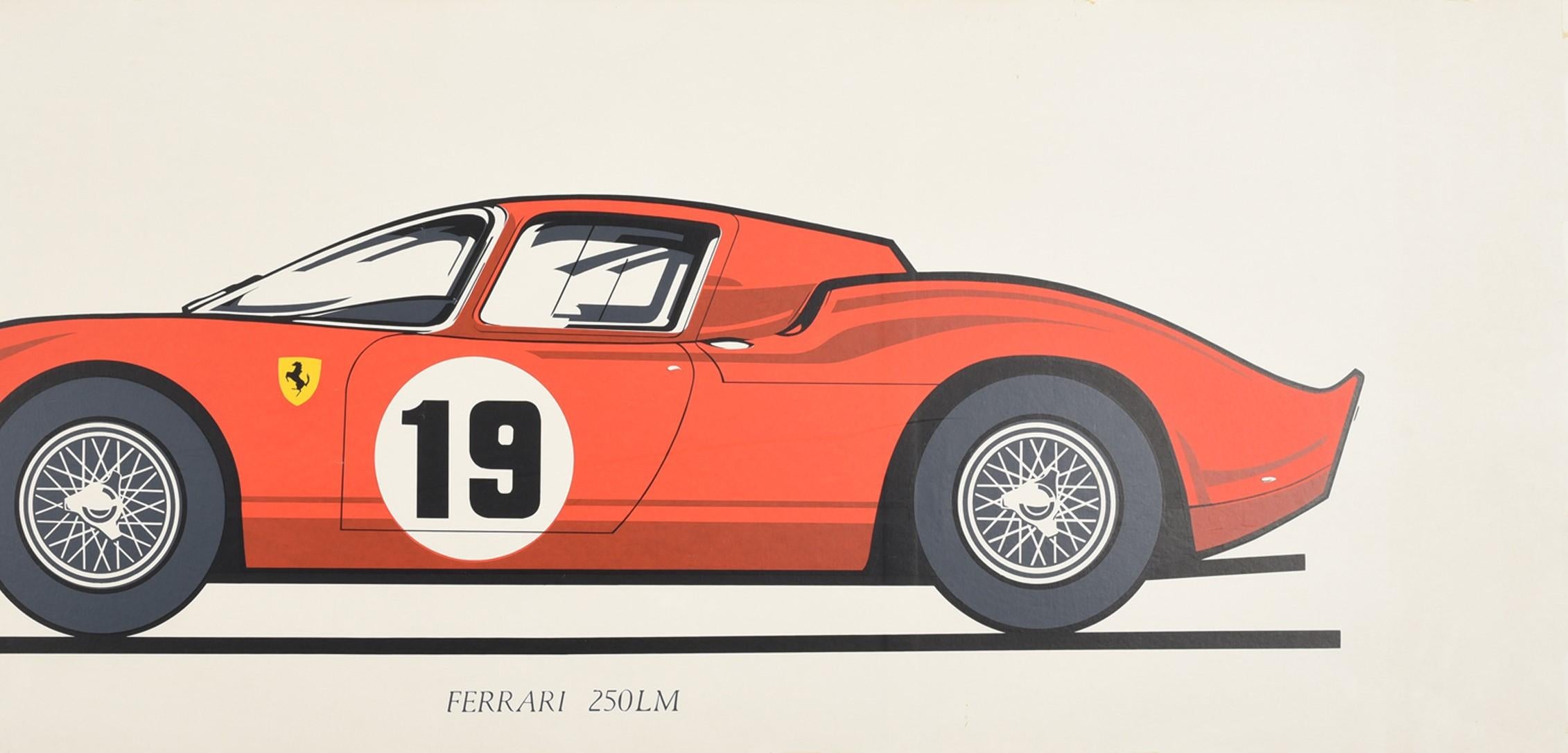 French Original Vintage Poster Ferrari 250LM Le Mans Sports Car Motor Racing Art Design