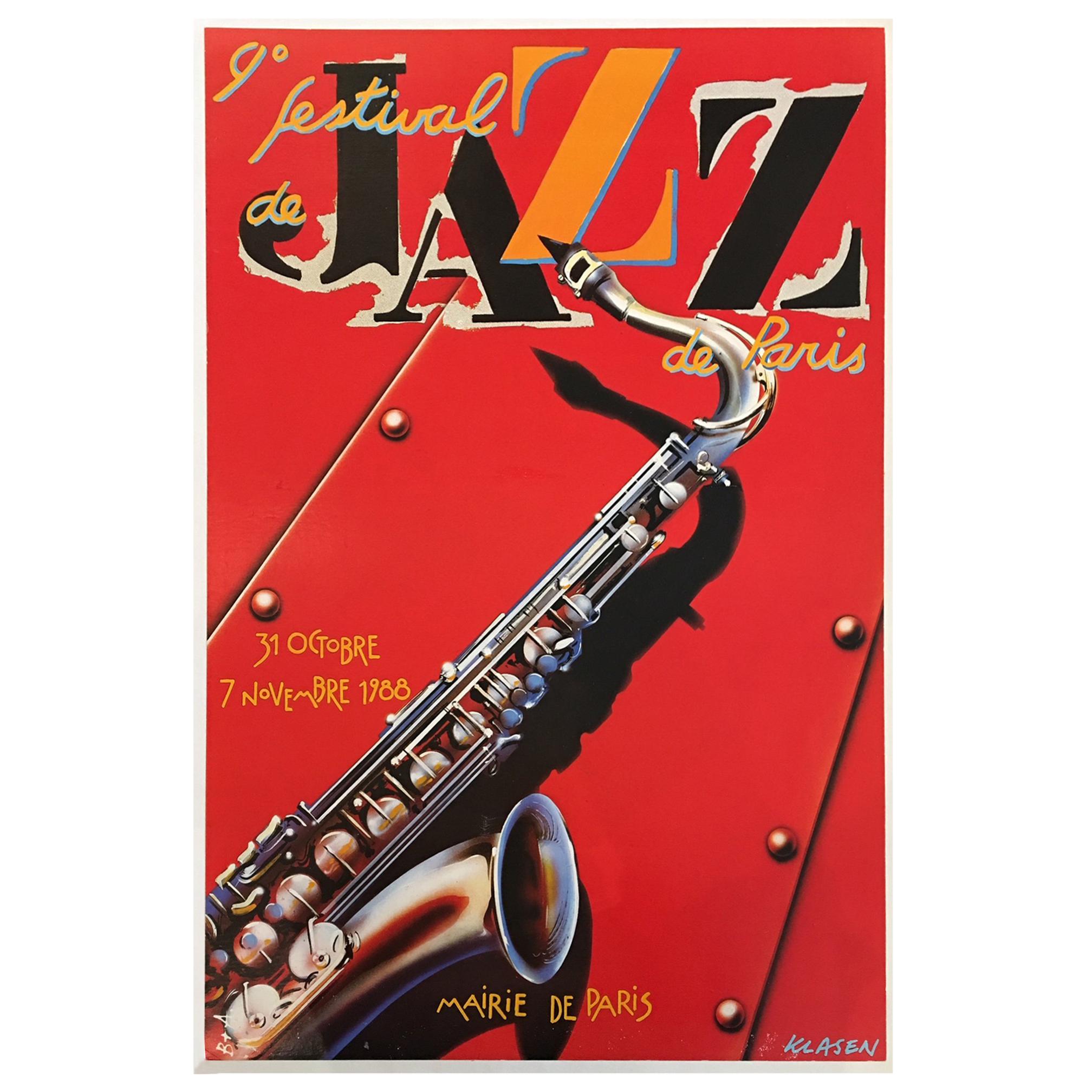 Original Vintage Poster Festival de Jazz 1988 French Lithograph for Jazz 