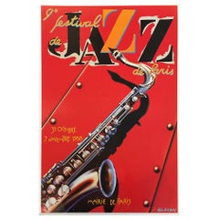 Affiche rétro originale, Festival de jazz, 1988, Lithographie française pour le jazz 