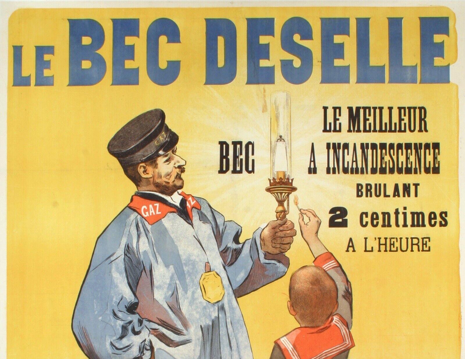 Original-Vintage-Poster-Firmin Bouisset-Bec Deselle-Gas-Menier, um 1900 (Französisch) im Angebot