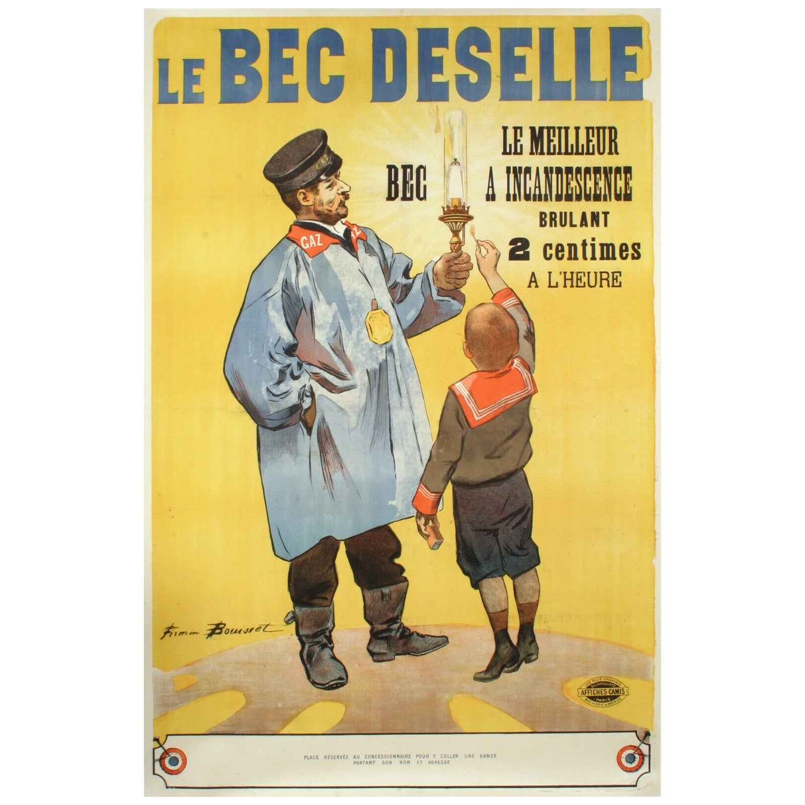 Original-Vintage-Poster-Firmin Bouisset-Bec Deselle-Gas-Menier, um 1900