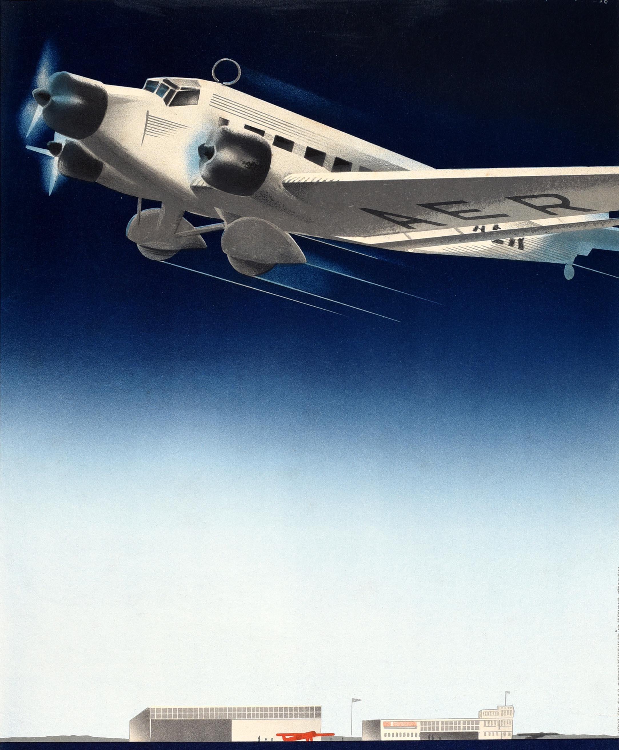 Original Vintage-Poster Fly Aerotransport Schwedische Fluglinien Reisen Europa Schweden im Zustand „Gut“ im Angebot in London, GB