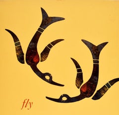 Original Vintage Poster Fly BOAC Peru South America Pre-Columbian Bird Motif Art