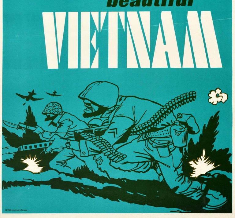 Poster d'epoca originale Fly Far-FarEastern Airways Vietnam Anti War US  Soldiers in vendita su 1stDibs