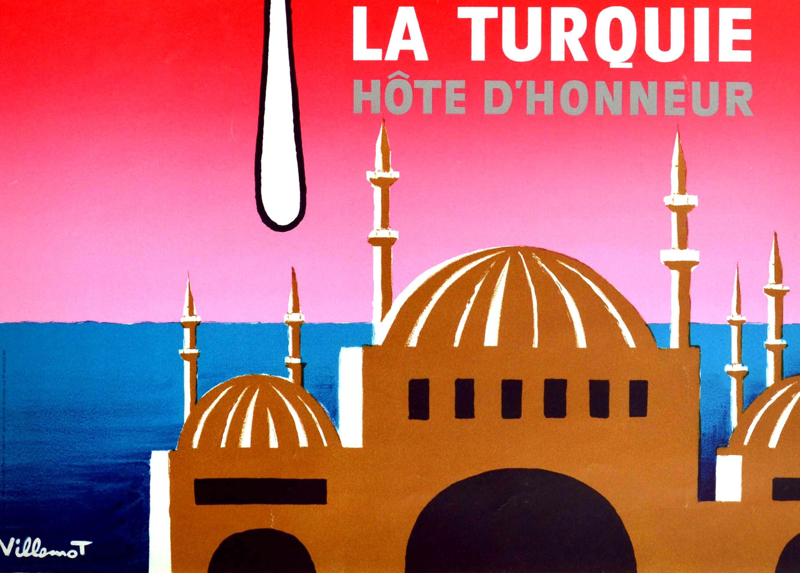 Français Affiche rétro originale Foire De Dijon, Foire de l'alimentation, La Turquie, Hote d'Honneur, Turquie en vente