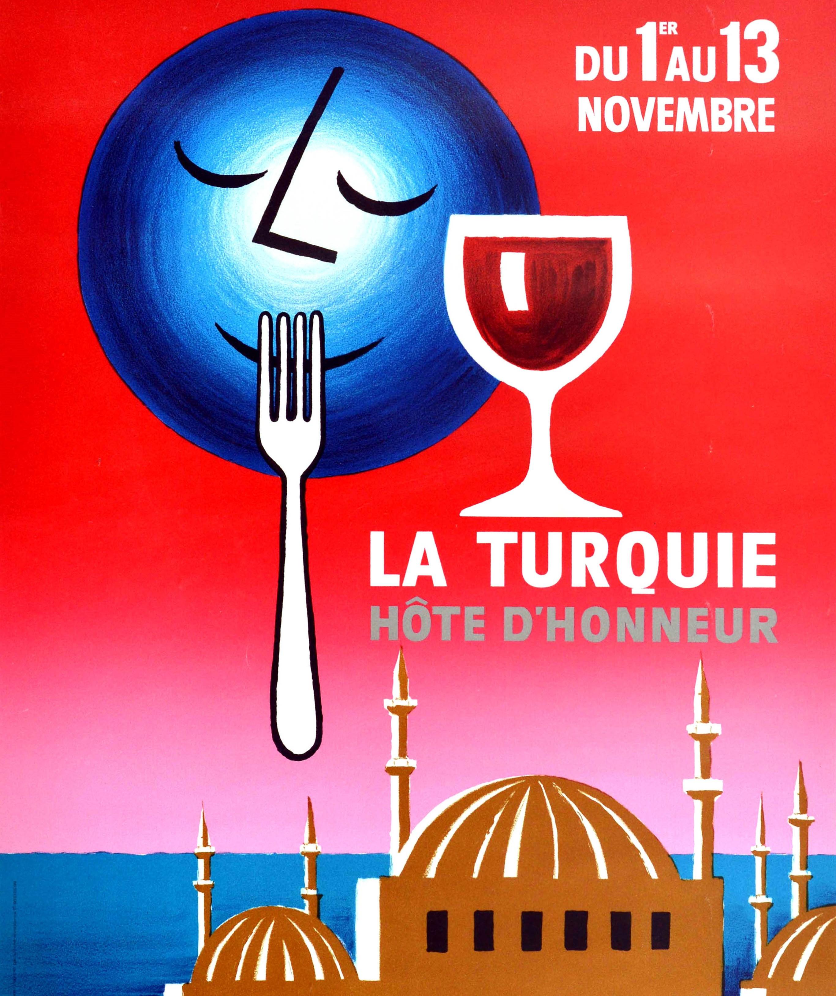 French Original Vintage Poster Foire De Dijon Food Fair La Turquie Hote dHonneur Turkey For Sale