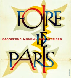 Original Vintage Poster Foire De Paris Carrefour Mondial Des Affaires Cassandre