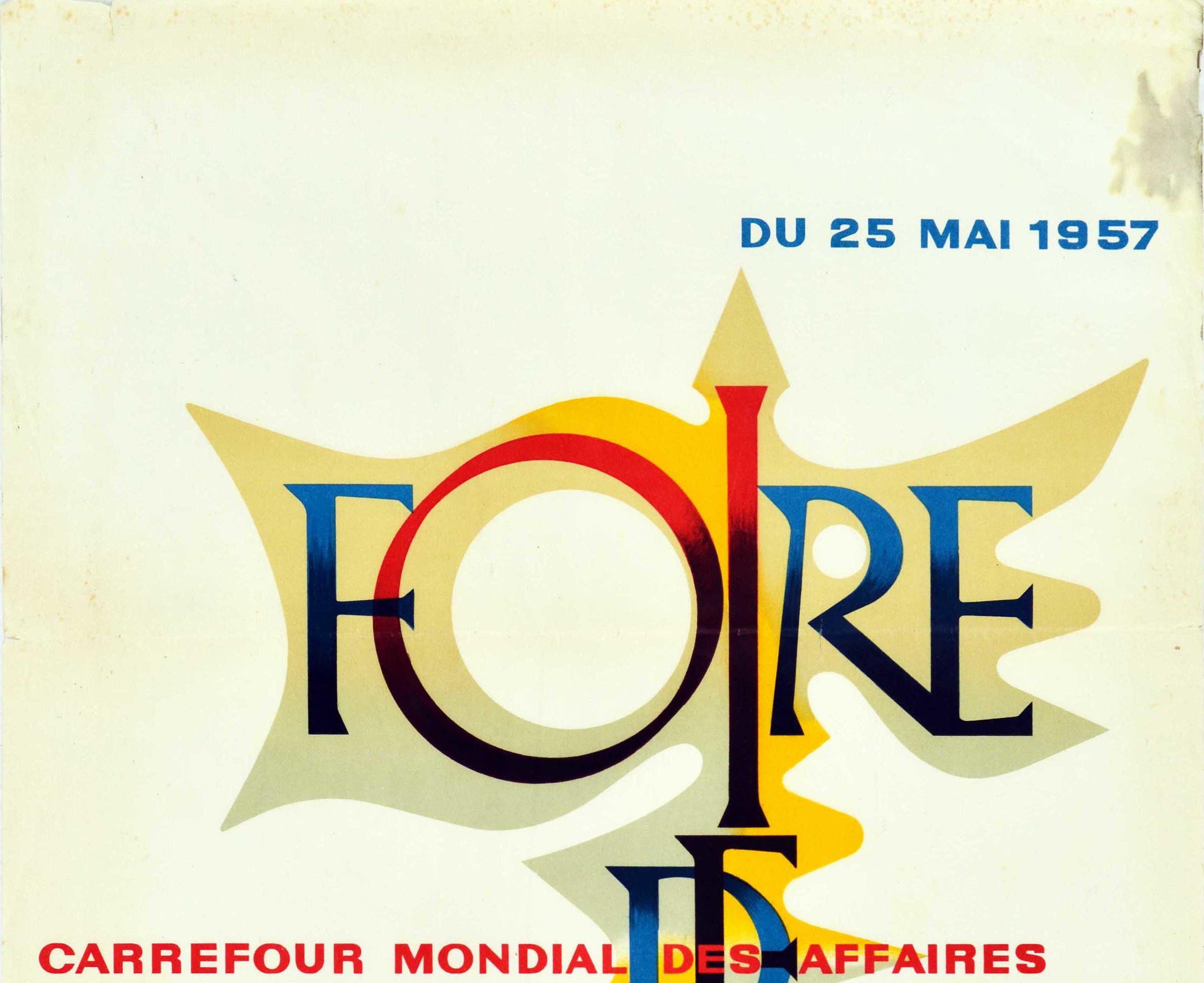 French Original Vintage Poster Foire De Paris Carrefour Mondial Des Affaires Cassandre