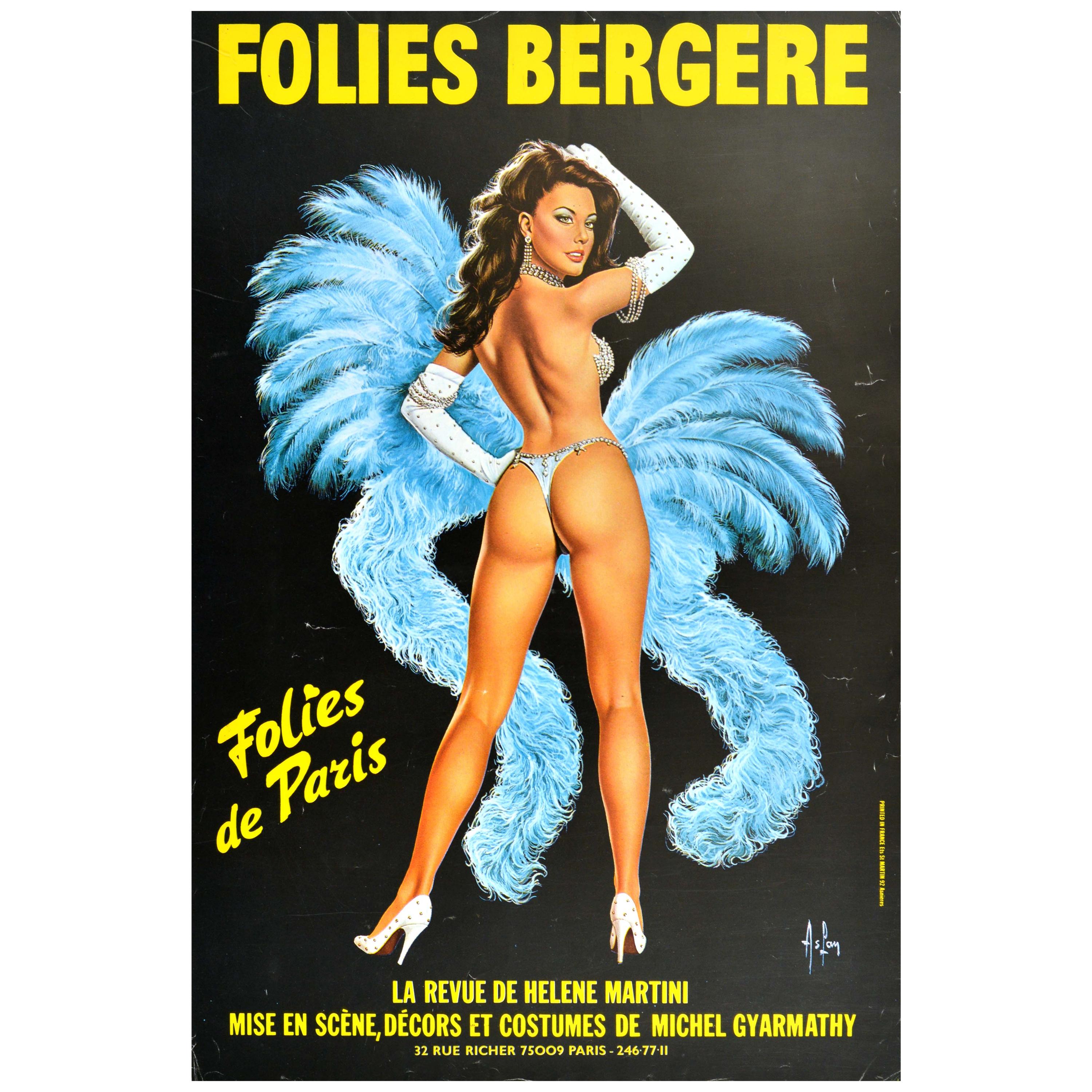 Original Vintage Poster Folies Bergère Paris Cabaret Showgirl Art Helene Martini